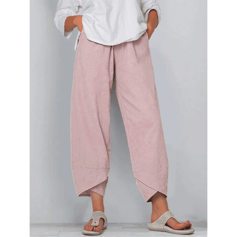 👖 Pantaloni cu buzunare asimetrice asimetrice elastice în talie, de epocă-10