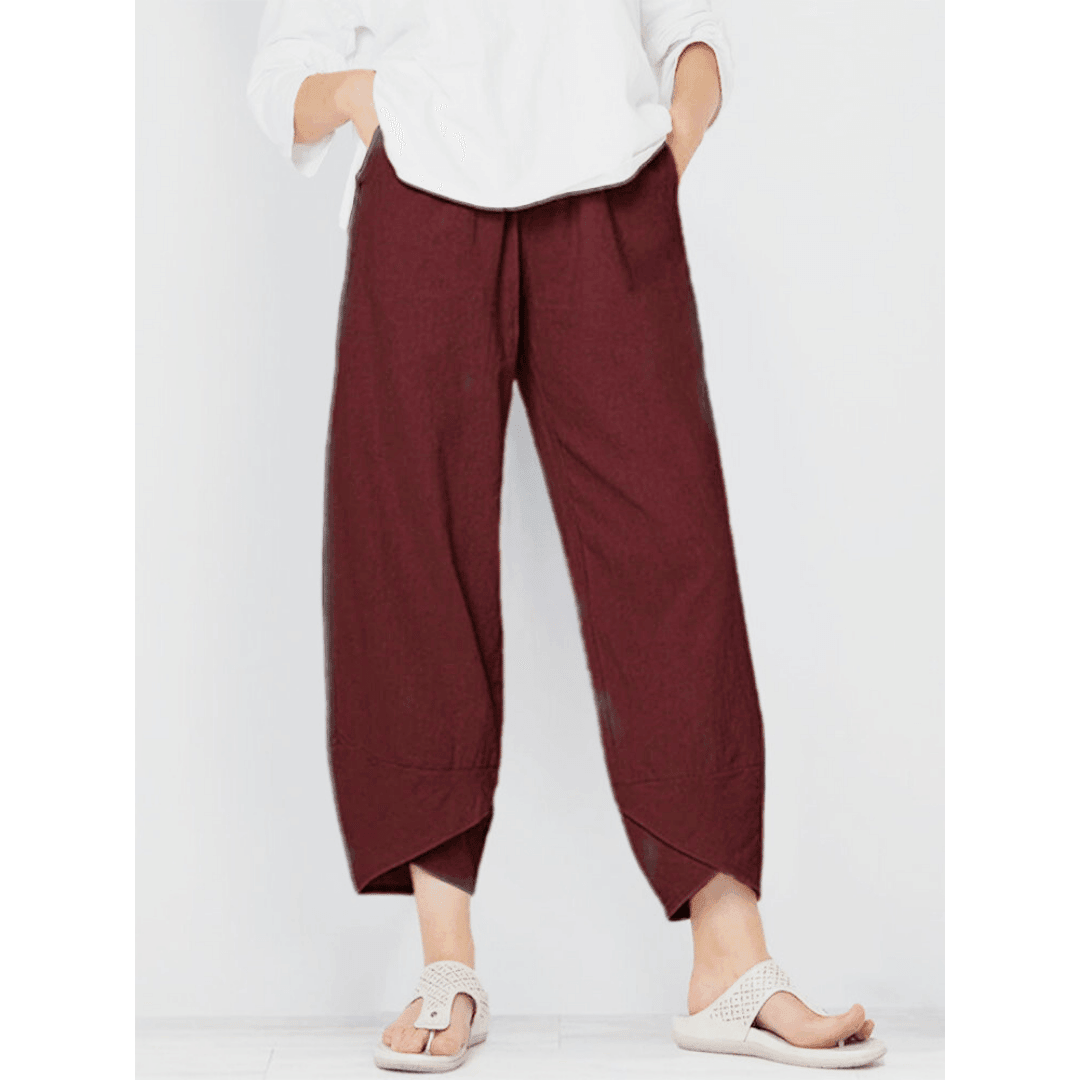 👖 Pantaloni cu buzunare asimetrice asimetrice elastice în talie, de epocă-9