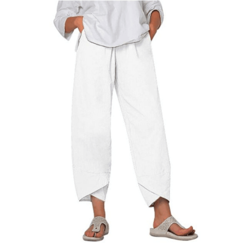 👖 Pantaloni cu buzunare asimetrice asimetrice elastice în talie, de epocă-12