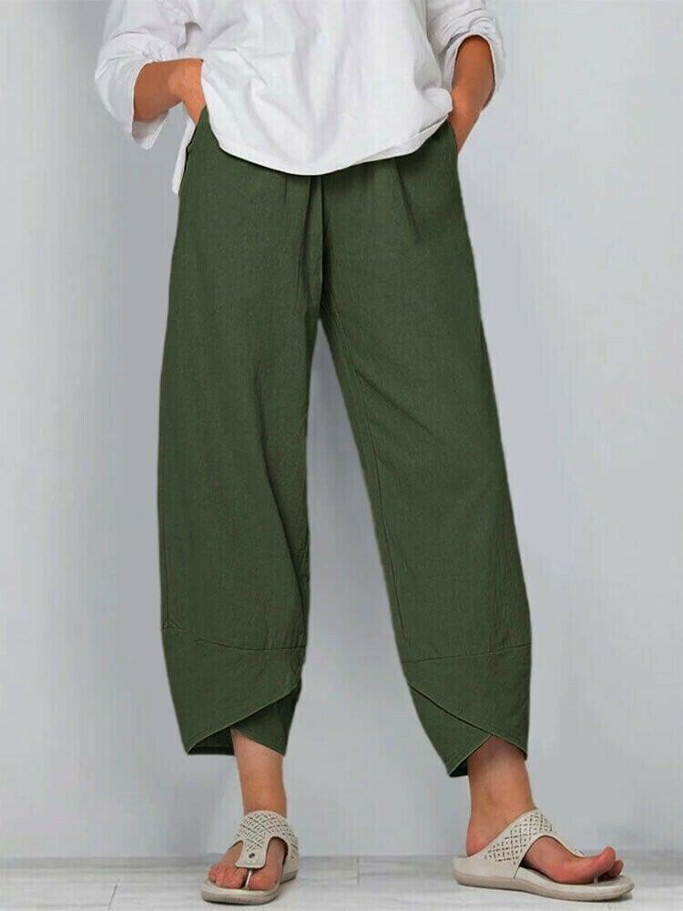 👖 Pantaloni cu buzunare asimetrice asimetrice elastice în talie, de epocă-17