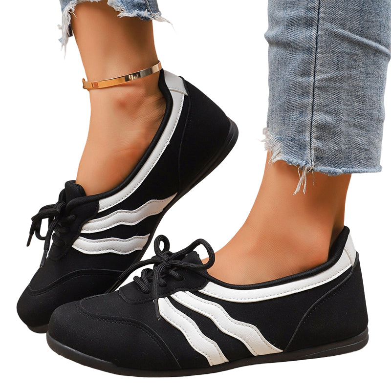 Adidași retro pentru femei, cu dungi și șireturi-8