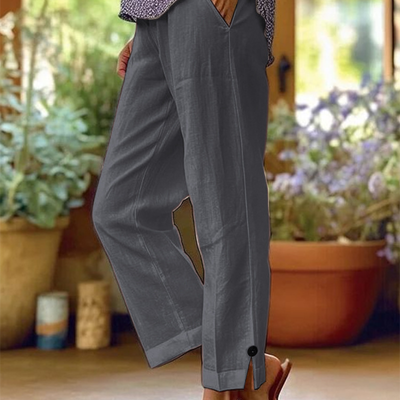 ✨Pantaloni drepți din bumbac și in pentru femei-6