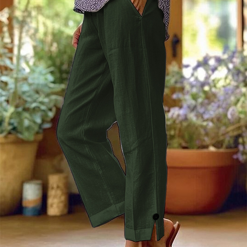 ✨Pantaloni drepți din bumbac și in pentru femei-4