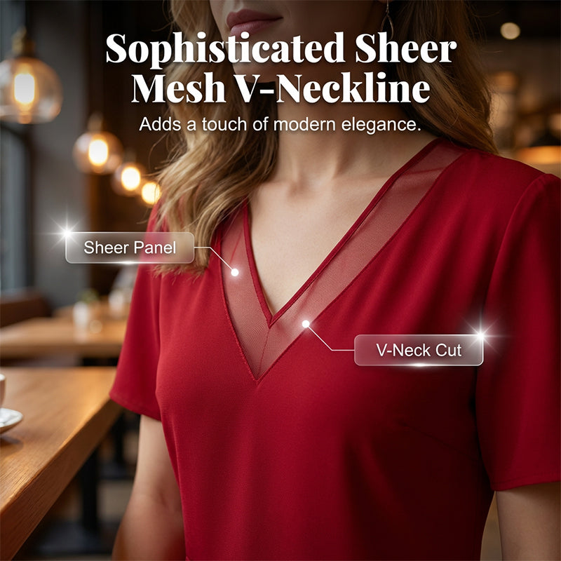 🔥👗Rochie elegantă din plasă cu decolteu în V pentru femei🌠️-5