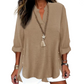 Casual Solid Color Button Side Slit Top-9