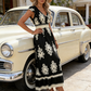 🎁Noutate cu 50% reducere💥Rochie maxi vaporoasă pentru femei, cu decolteu în V și imprimeu baroc-3