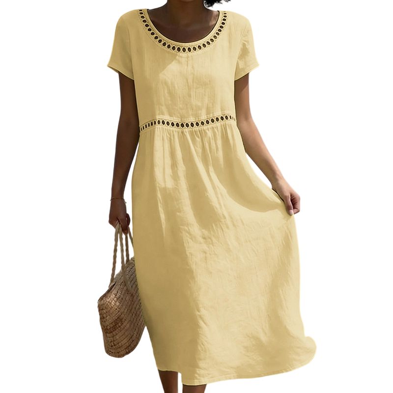 🏖️🌊Rochie casual de vară din dantelă, cu guler rotund🌬️👗-15