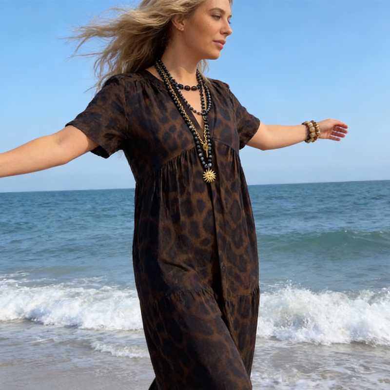💎 Rochie retro cu imprimeu leopard ✨-7