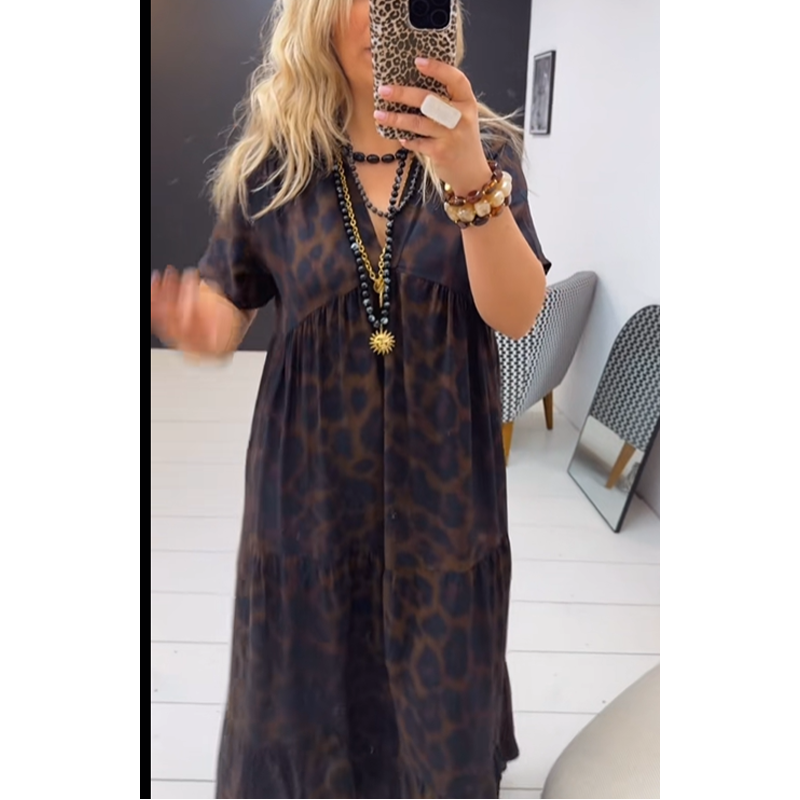 💎 Rochie retro cu imprimeu leopard ✨-8