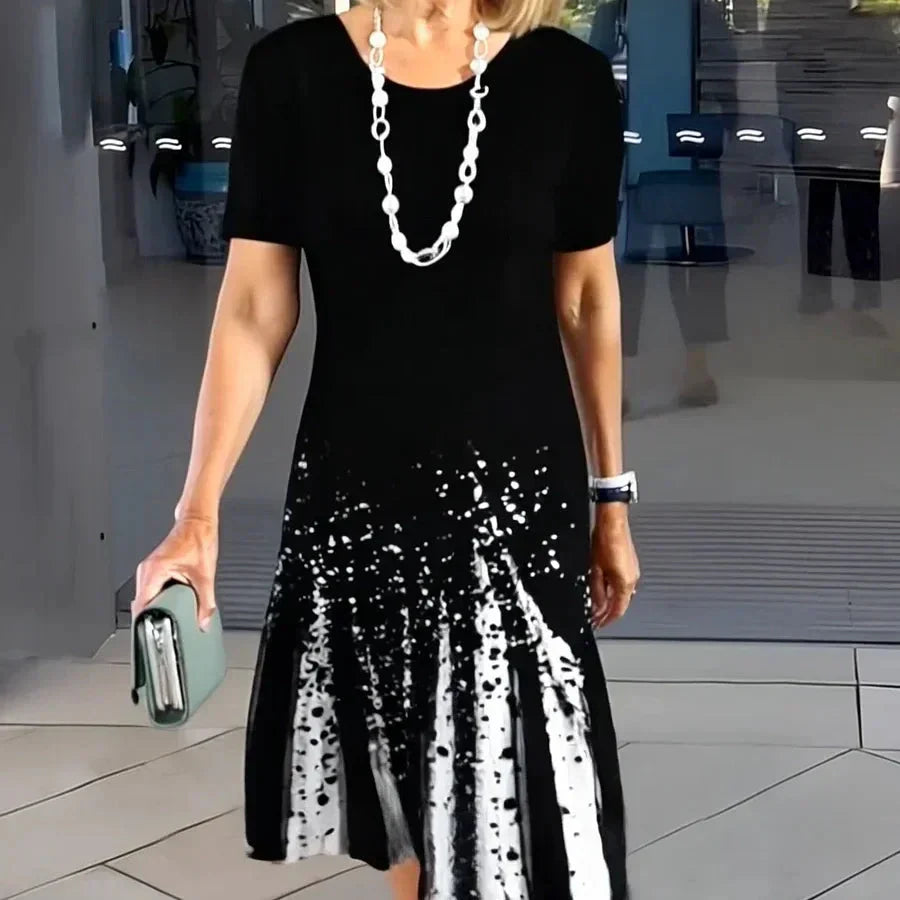 Rochie plisată pentru femei, cu blocuri colorate-3