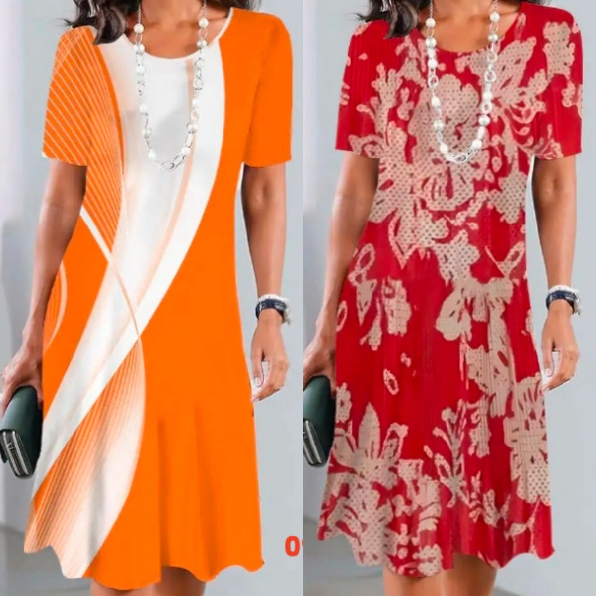 Rochie plisată pentru femei, cu blocuri colorate-6
