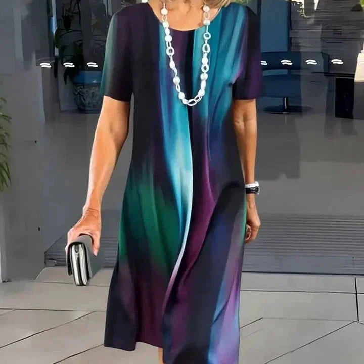 Rochie plisată pentru femei, cu blocuri colorate-7