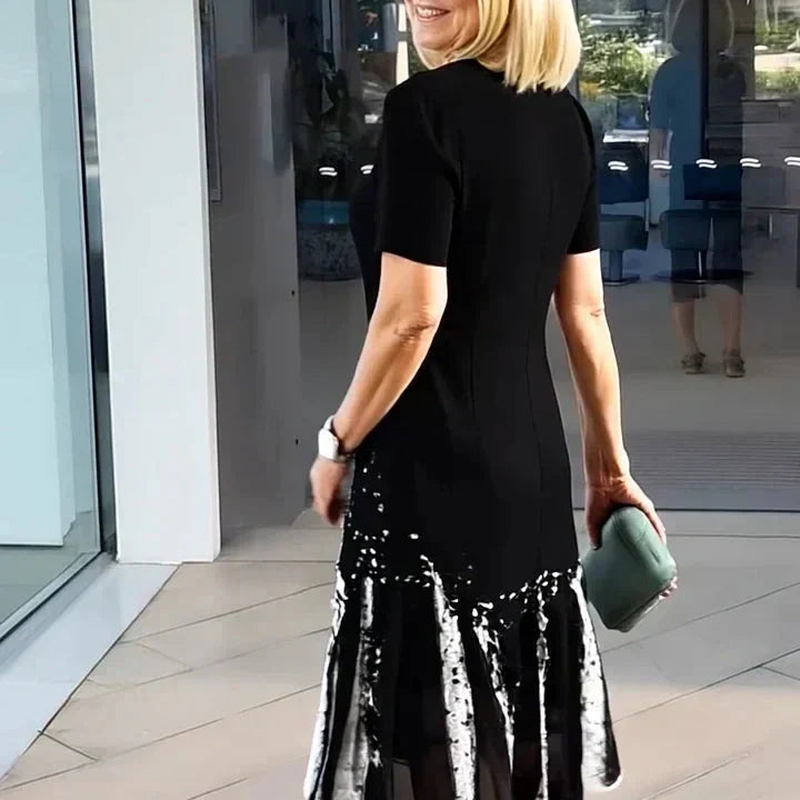 Rochie plisată pentru femei, cu blocuri colorate-9