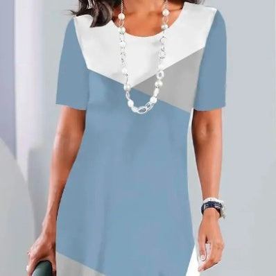 Rochie plisată pentru femei, cu blocuri colorate-11