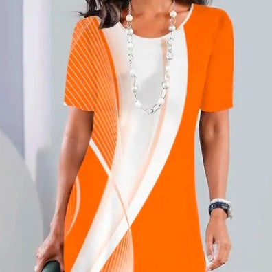 Rochie plisată pentru femei, cu blocuri colorate-12