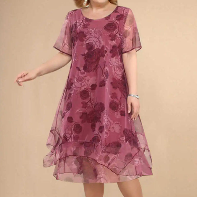 🌺O rochie elegantă, largă, cu imprimeu-1