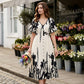 🌹🦋Rochie midi elegantă cu decolteu în V și imprimeu botanic✨-2