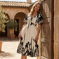 🌹🦋Rochie midi elegantă cu decolteu în V și imprimeu botanic✨-7