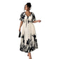 🌹🦋Rochie midi elegantă cu decolteu în V și imprimeu botanic✨-10