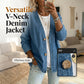🎁Ofertă exclusivă: 50% reducere💝Jachetă clasică din denim pentru femei, cu nasturi în față💓-5