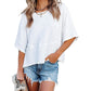👚50% REDUCERE!💕Tricou pentru femei, cu mâneci evazate în cinci puncte, croi lejer, în culori uni-3