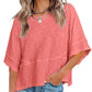 👚50% REDUCERE!💕Tricou pentru femei, cu mâneci evazate în cinci puncte, croi lejer, în culori uni-8