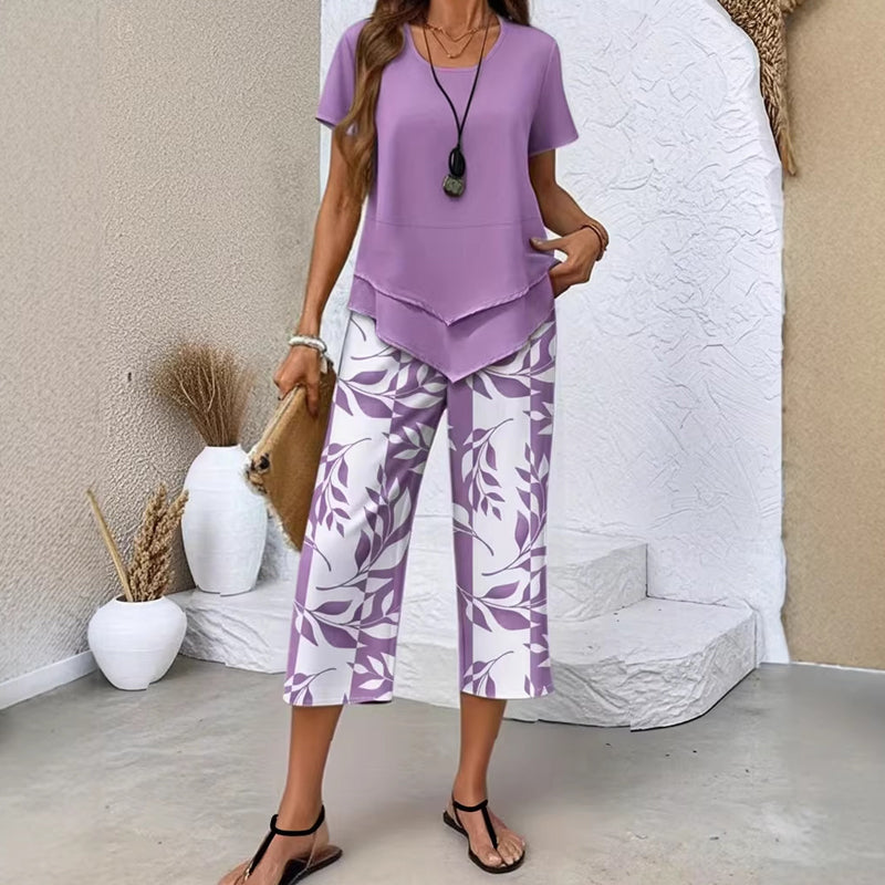 💝Set compus dintr-o tunică lejeră cu guler rotund și straturi și pantaloni cu croi larg-15