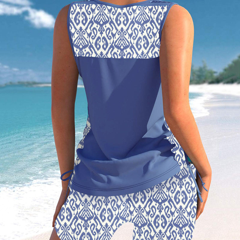 🏊‍♀️Costum de baie în două piese tip tankini cu imprimatur pentru femei-8