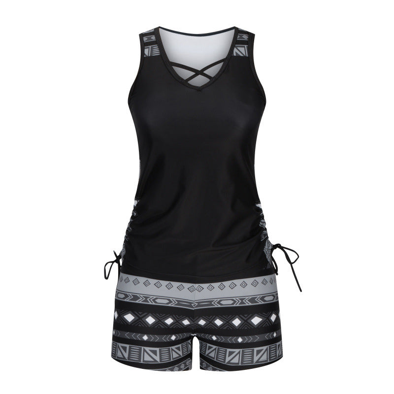 🏊‍♀️Costum de baie în două piese tip tankini cu imprimatur pentru femei-14