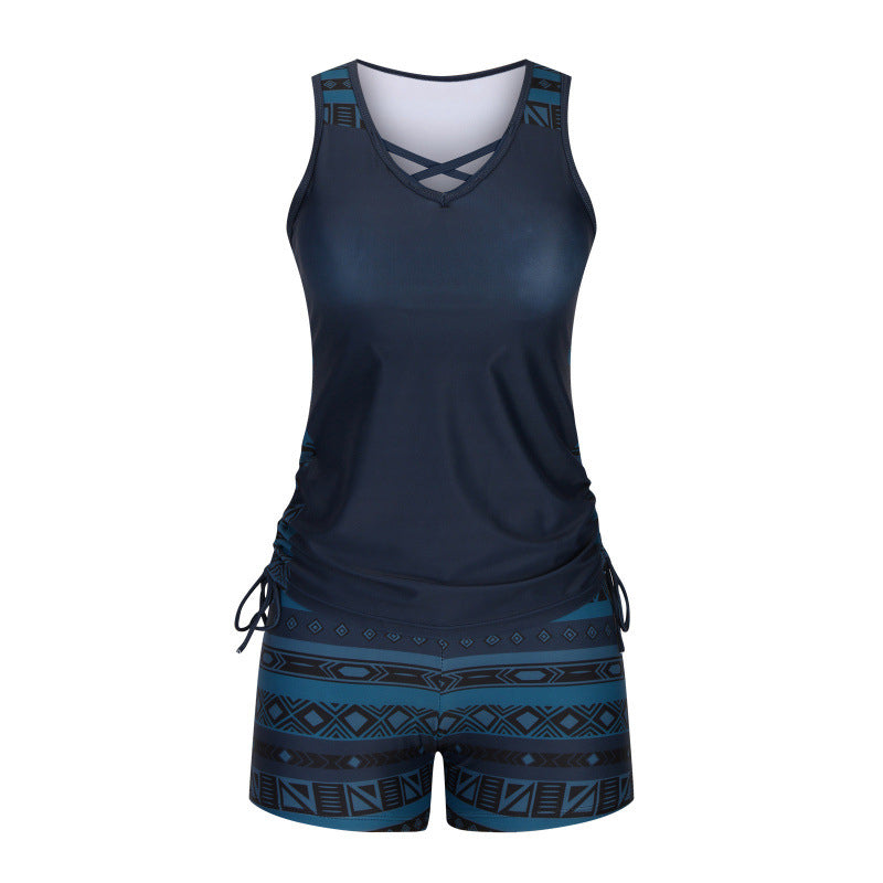 🏊‍♀️Costum de baie în două piese tip tankini cu imprimatur pentru femei-15