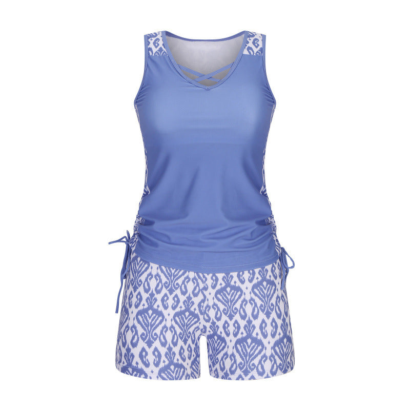 🏊‍♀️Costum de baie în două piese tip tankini cu imprimatur pentru femei-18