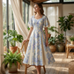 🌷Ofertă limitată în timp👗Rochie cu mâneci cu volane și croi evazat, cu un aspect eteric-9