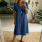 Rochie casual din bumbac și in pentru femei-5