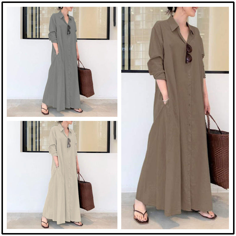 Rochie cu Mâneci Lungi, Simple și Colorate-6