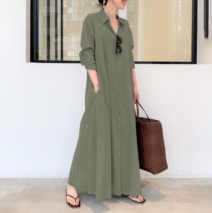 Rochie cu Mâneci Lungi, Simple și Colorate-5