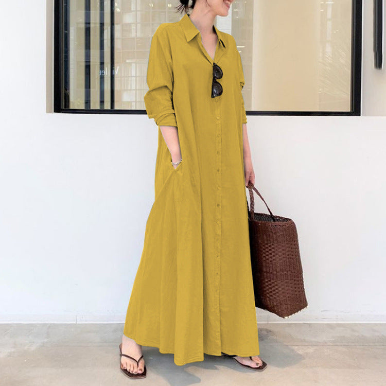 Rochie cu Mâneci Lungi, Simple și Colorate-9