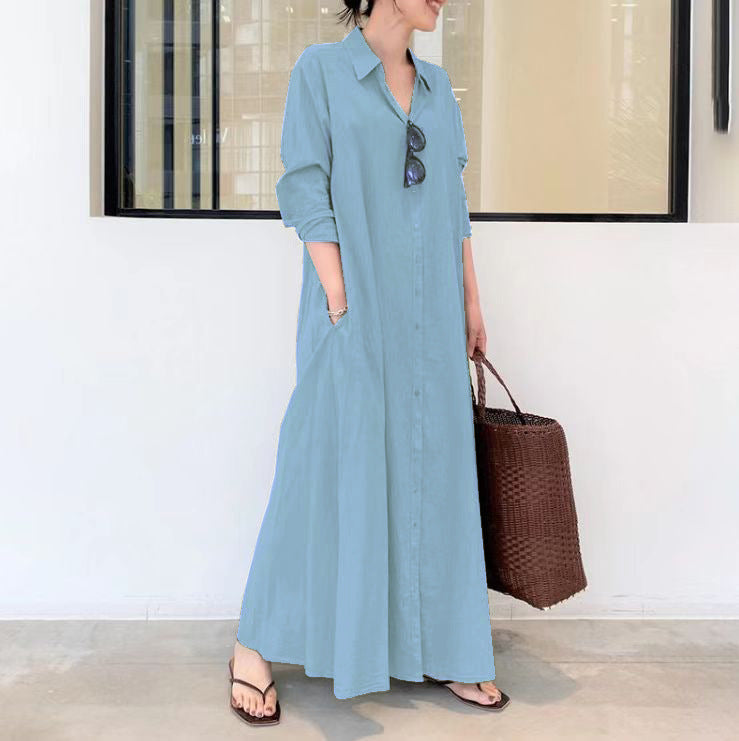 Rochie cu Mâneci Lungi, Simple și Colorate-8