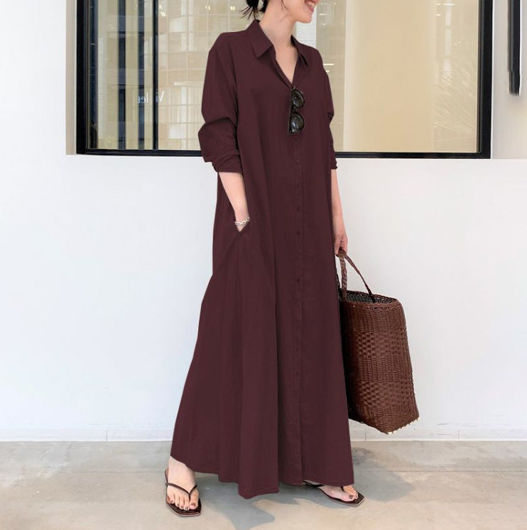 Rochie cu Mâneci Lungi, Simple și Colorate-3