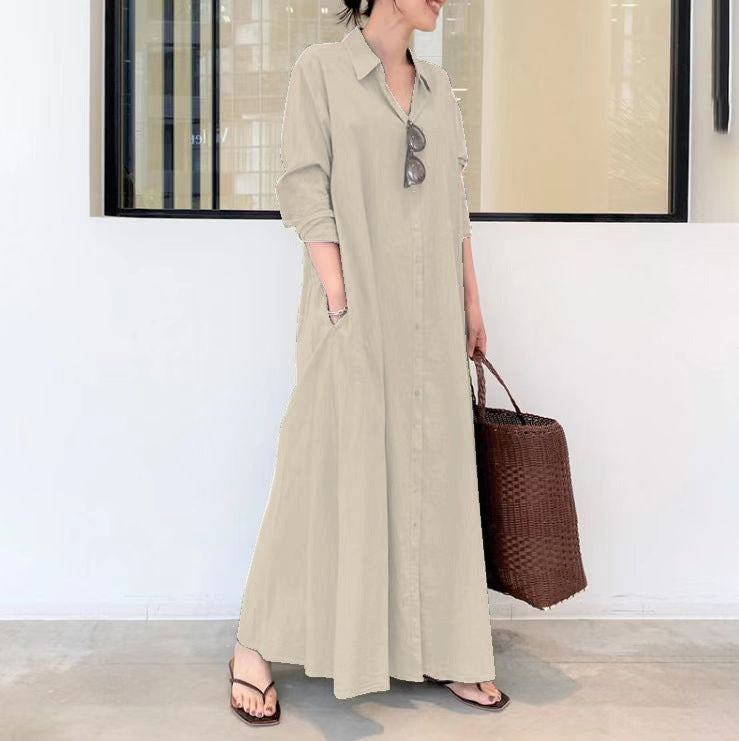 Rochie cu Mâneci Lungi, Simple și Colorate-10