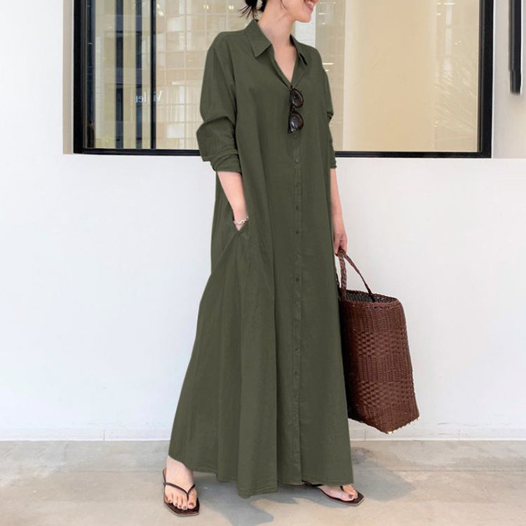 Rochie cu Mâneci Lungi, Simple și Colorate-12