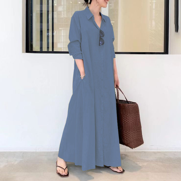 Rochie cu Mâneci Lungi, Simple și Colorate-13
