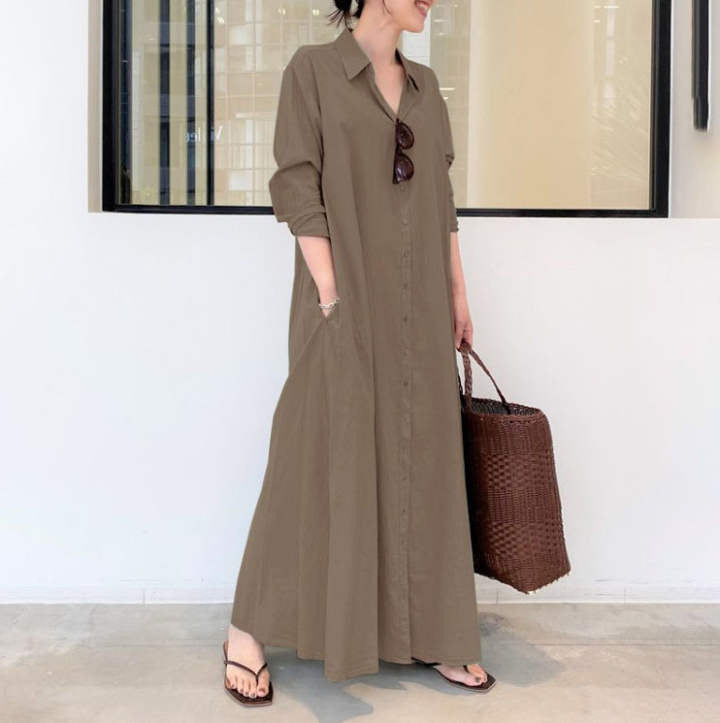 Rochie cu Mâneci Lungi, Simple și Colorate-14
