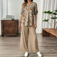 Set de bluză florală și pantaloni largi pentru femei, în 2 piese-5
