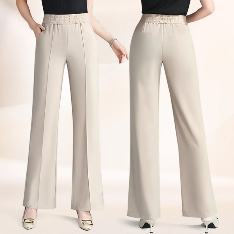 Pantaloni largi cu talie înaltă pentru femei-10
