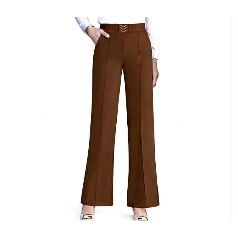 Pantaloni largi cu talie înaltă pentru femei-7