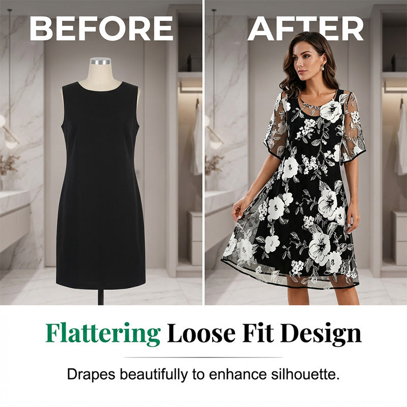 🔥Ofertă limitată în timp - Rochia din șifon cu imprimatur floral elegant pentru femei-5