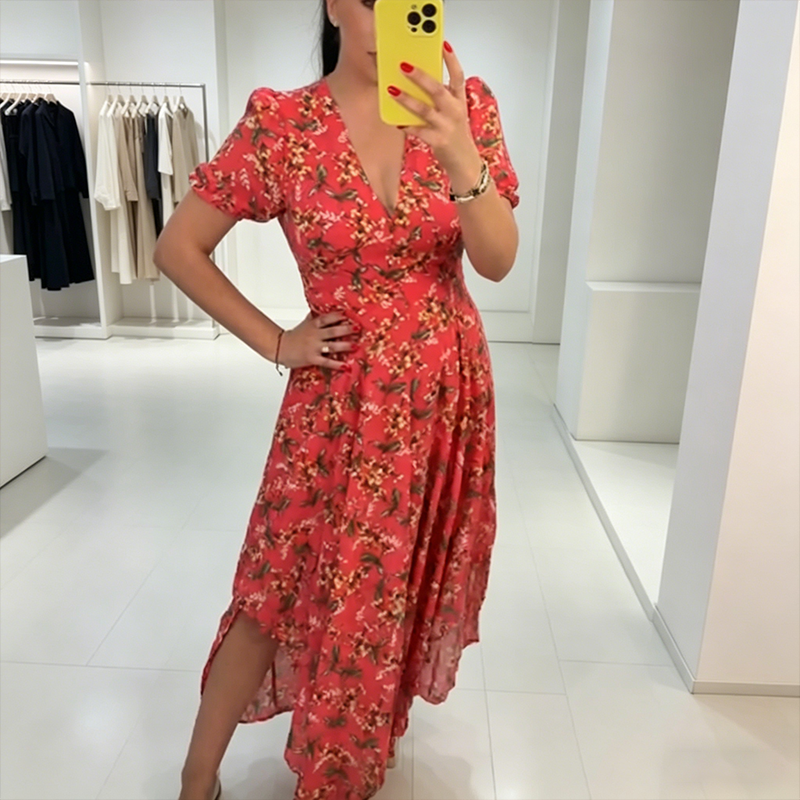 🌹Rochie pentru femei cu decolteu în V și imprimeu floral-6