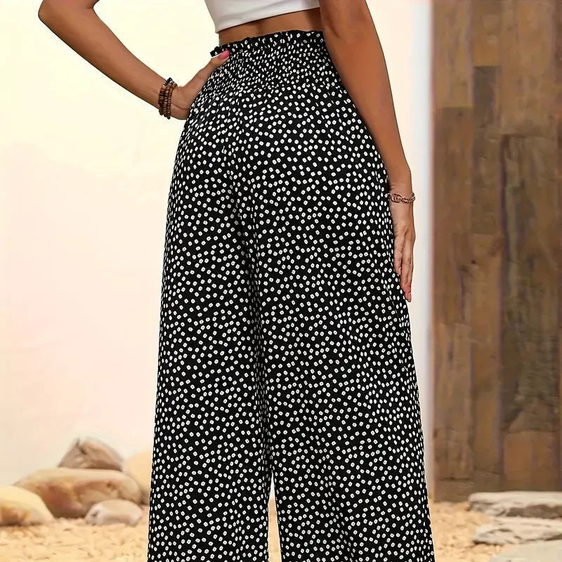 Oferte speciale pentru mărimi mari😍Pantaloni largi cu talie înaltă și smocuri pentru femei-11