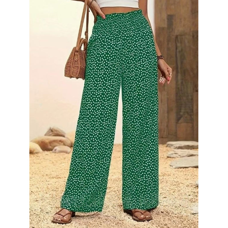 Oferte speciale pentru mărimi mari😍Pantaloni largi cu talie înaltă și smocuri pentru femei-3