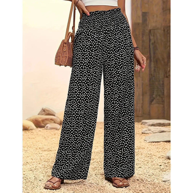 Oferte speciale pentru mărimi mari😍Pantaloni largi cu talie înaltă și smocuri pentru femei-4